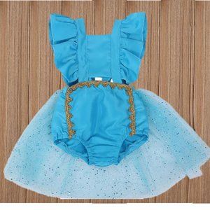 Princess Jasmine Baby Girls Sequin Romper Dress Jumpsuit costume clothes